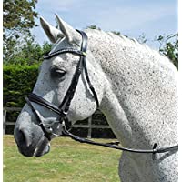Rhinegold – Cojín anatómico caballo brida de piel italiana con flash muserola